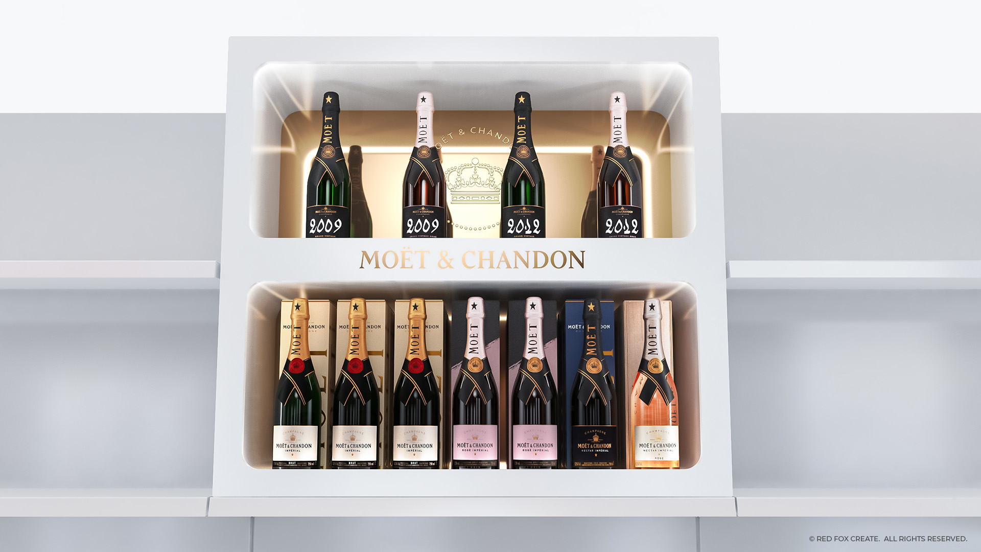 Red Fox Create - Moët & Chandon Two Tier Shelf in Shelf Display