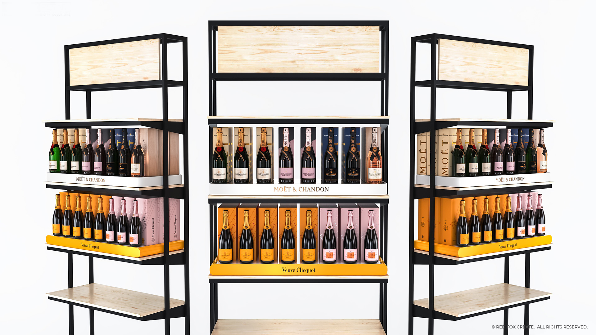 Red Fox Create - Moët & Chandon and Veuve Clicquot Shelf in Shelf Display