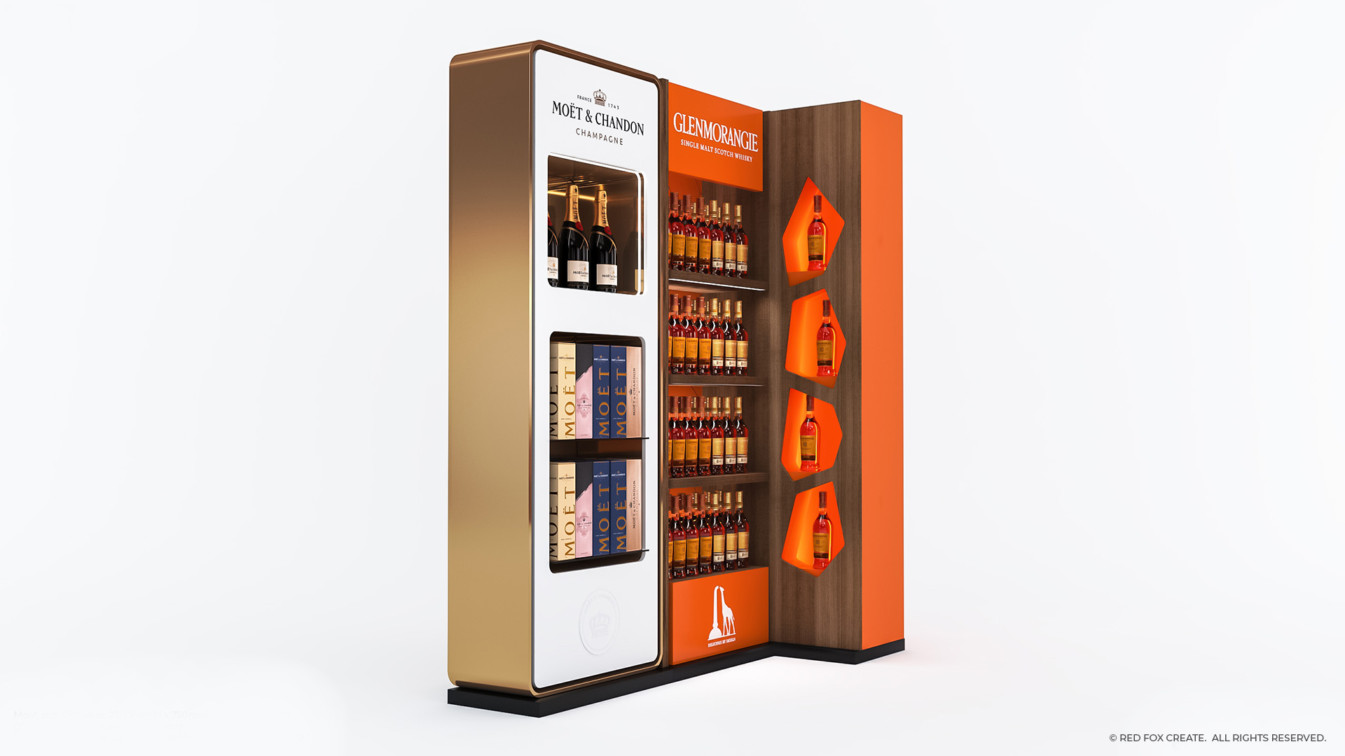 Red Fox Create - Moët & Chandon and Glenmorangie Permanent Display Unit
