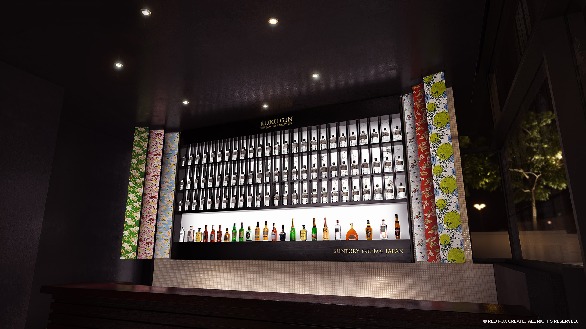 Roku Gin Custom Bar for Fire Monkey, Cape Town